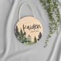 Blue Forest Magic Custom Name Nursery Round Wood Sign