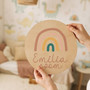 Boho Dreams Pastel Rainbow Nursery Round Wood Sign for Girls