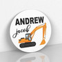 Build His Dreams Digger Truck Nursery Round Wood Sign
