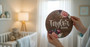 Cherished Beginnings Custom Nursery Round Wood Sign for Newborns