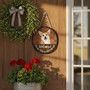 Cherished Pet Portrait Custom Animal Round Wood Sign Welcome