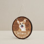 Cherished Pet Portrait Custom Animal Round Wood Sign Welcome