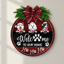 Christmas Welcome Custom Dog Breed Animal Round Wood Sign