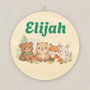Forest Bear Fox and Bunny Friends Nursery Round Wood Sign
