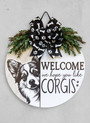Heartfelt Corgi Welcome Personalized Animal Round Wood Sign