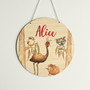 Kangaroo Custom Name Australian Animal Round Wood Sign Decor