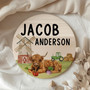 Newborn Photo Prop Highland Cow Animal Round Wood Sign