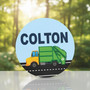 Nursery Round Wood Sign Garbage Truck Fun for Boys Bedrooms