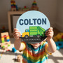 Nursery Round Wood Sign Garbage Truck Fun for Boys Bedrooms