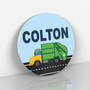 Nursery Round Wood Sign Garbage Truck Fun for Boys Bedrooms