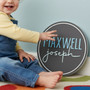 Nursery Round Wood Sign Personalized Name Decor for Kids Rooms