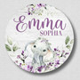 Personalized Elephant Nursery Animal Round Wood Sign