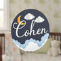 Starry Night Sky Personalized Nursery Round Wood Sign