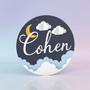 Starry Night Sky Personalized Nursery Round Wood Sign