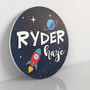 Stellar Spaceship Discovery Nursery Round Wood Sign