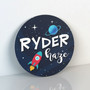 Stellar Spaceship Discovery Nursery Round Wood Sign
