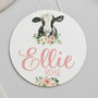 Sweet Cow Nursery Personalized Animal Round Wood Sign for Girls