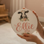 Sweet Cow Nursery Personalized Animal Round Wood Sign for Girls