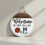 Team Spirit Meets Peeking Pets Animal Round Wood Sign