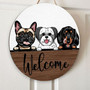Wags and Wit Personalized Dog Animal Round Wood Sign