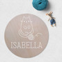 Whimsical Cat Animal Round Wood Sign Custom Nursery Name Decor