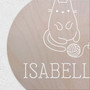 Whimsical Cat Animal Round Wood Sign Custom Nursery Name Decor