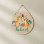 Wild Wonders Jungle Safari Animal Nursery Round Wood Sign