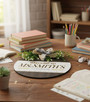 A Teachers Heart Custom Name Christmas Welcome Round Wood Sign