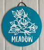 Artful Nursery Charm Custom Floral Round Wood Sign