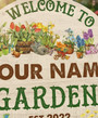 Blooming Garden Welcome Custom Name Floral Round Wood Sign