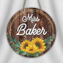 Bright Sunflower Floral Round Wood Sign Classroom Decor