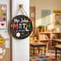 Calculated with Care Custom Math Teacher Round Wood Sign