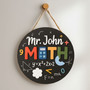 Calculated with Care Custom Math Teacher Round Wood Sign