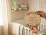 Celebrate New Life Floral Round Wood Sign Baby Nursery Announcement