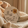 Custom Birth Stats Floral Nursery Round Wood Sign Newborn Arrival