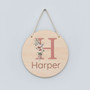Dusty Pink Floral Round Wood Sign Personalized for Her