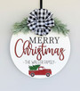Family Heritage Christmas Round Wood Sign with Vintage Truck