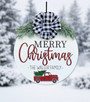 Family Heritage Christmas Round Wood Sign with Vintage Truck