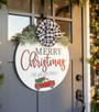 Family Heritage Christmas Round Wood Sign with Vintage Truck