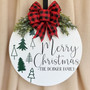 Family Name Traditions Christmas Round Wood Sign Door Decor