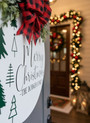 Family Name Traditions Christmas Round Wood Sign Door Decor