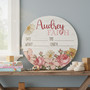 Floral Round Wood Sign Her Sweet Arrival Custom Baby Nursery Decor
