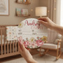 Floral Round Wood Sign Her Sweet Arrival Custom Baby Nursery Decor