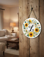Floral Round Wood Sign with Custom Initial Monogram
