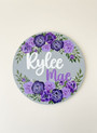 Hand Painted Floral Round Wood Sign Nursery Name Decor