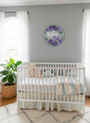 Hand Painted Floral Round Wood Sign Nursery Name Decor