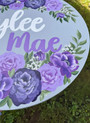 Hand Painted Floral Round Wood Sign Nursery Name Decor