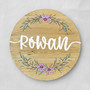 Hand Painted Girls Floral Round Wood Sign Custom Name