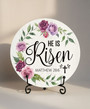 He Is Risen Floral Round Wood Sign Easter Decor