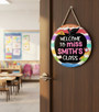 Heart of the Classroom Custom Apple Teacher Round Wood Sign